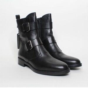 NEW Emanuele Crasto Leather Italian Moto Boots Black Size 9